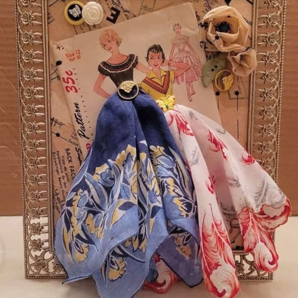 Floral Blue and White Handkerchief Set
